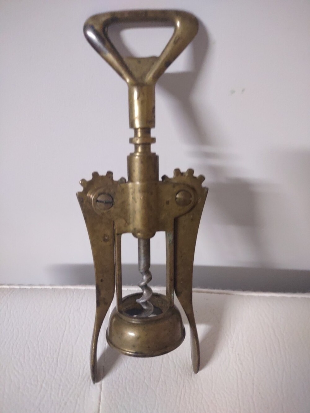 Vtg Italian Brass Wing Corkscrew Wine Bottle Opener-Made Italy-Mid Century